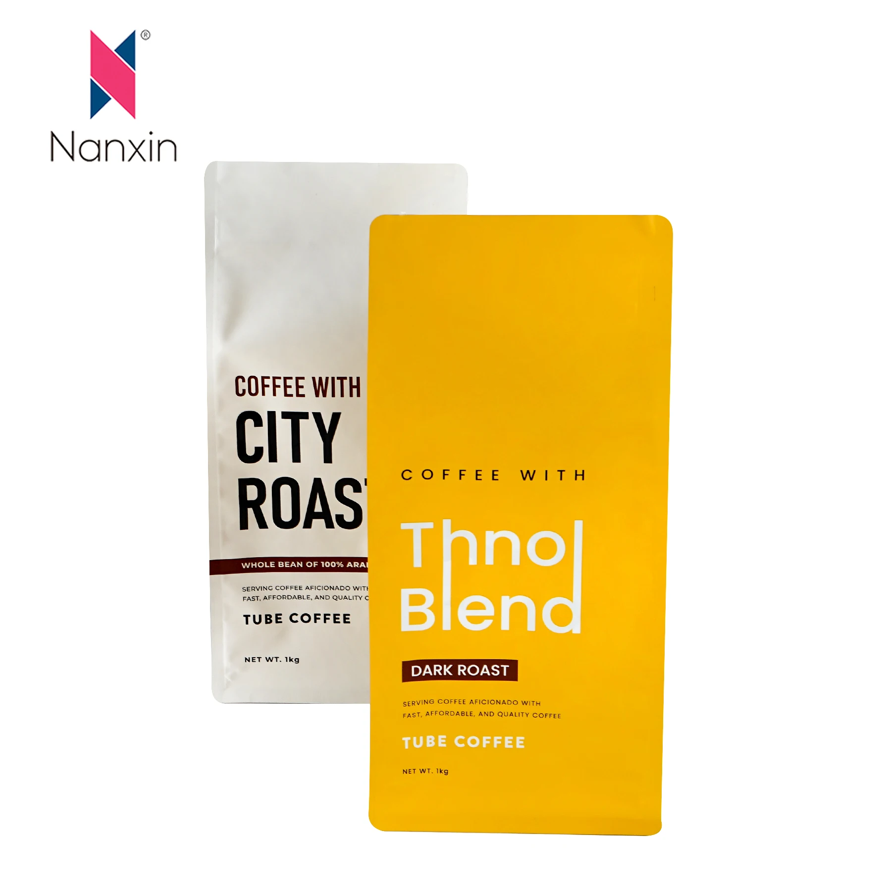 Wholesale Eco Flat Bottom Aluminum Foil Coffee Kraft Paper Package Pouch Custom Printed with Valve 500g 1kg Coffee Bags