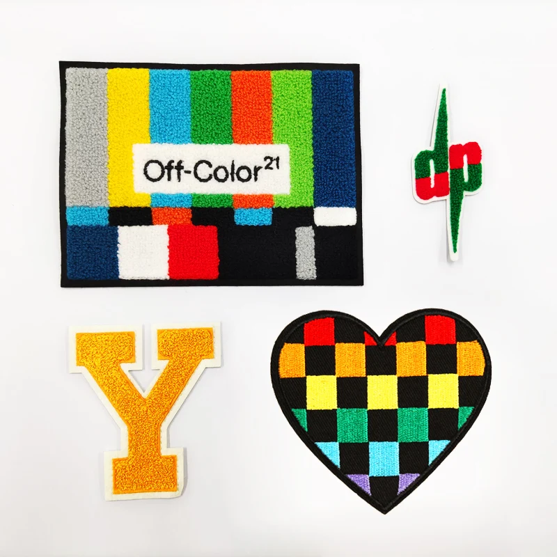 Wholesale Custom 3D Logo Iron On Embroidered Letter Chenille Embroidery Patches For Hat Shirt Garment