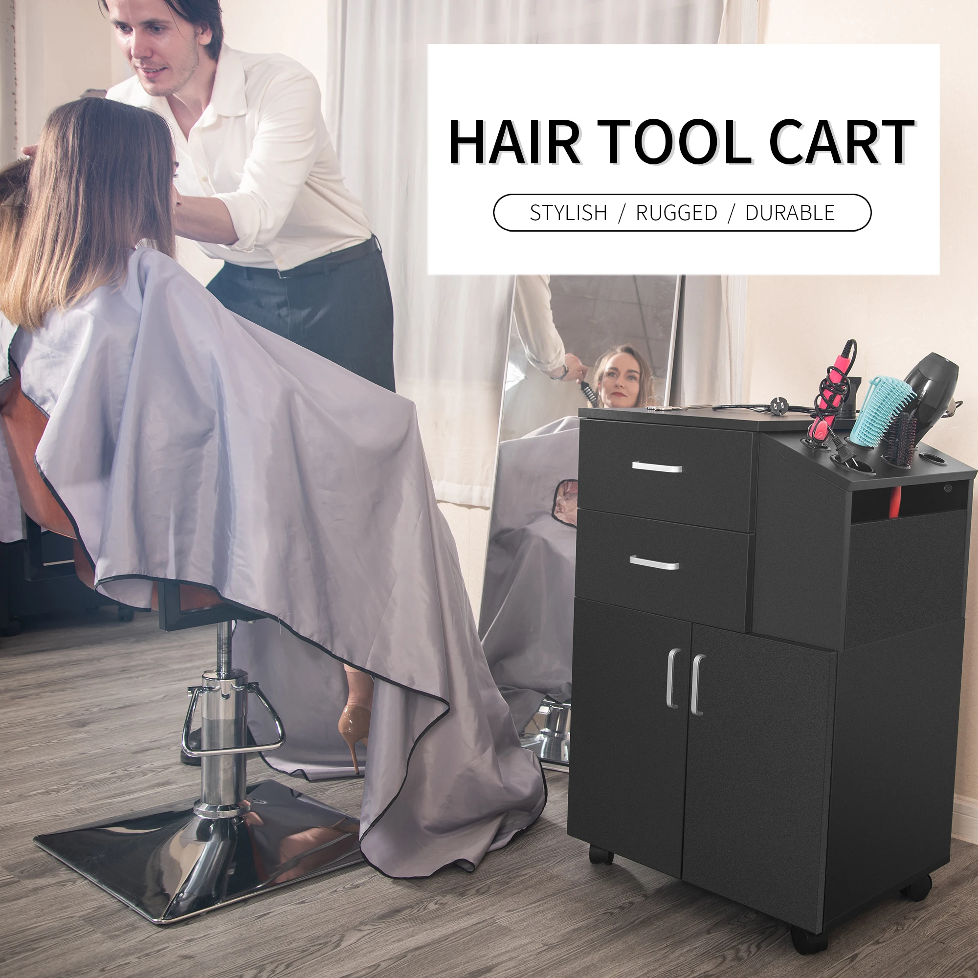 wood furniture black beauty hairdressing high quality tool low price salon trolley