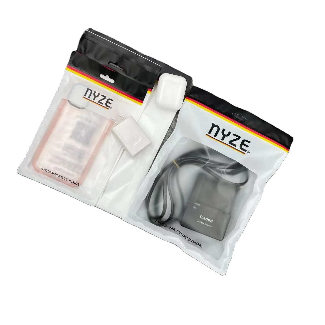 Custom Clear Window See Through Mylar Foil Phone Case Pouch Electronic Products Accessories Plastic Zipper Bags for Packaging