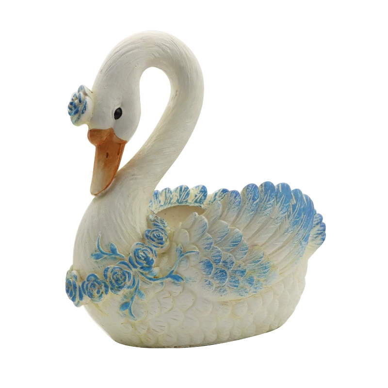 Resin creative gold blue swan wine rack decorated home statue