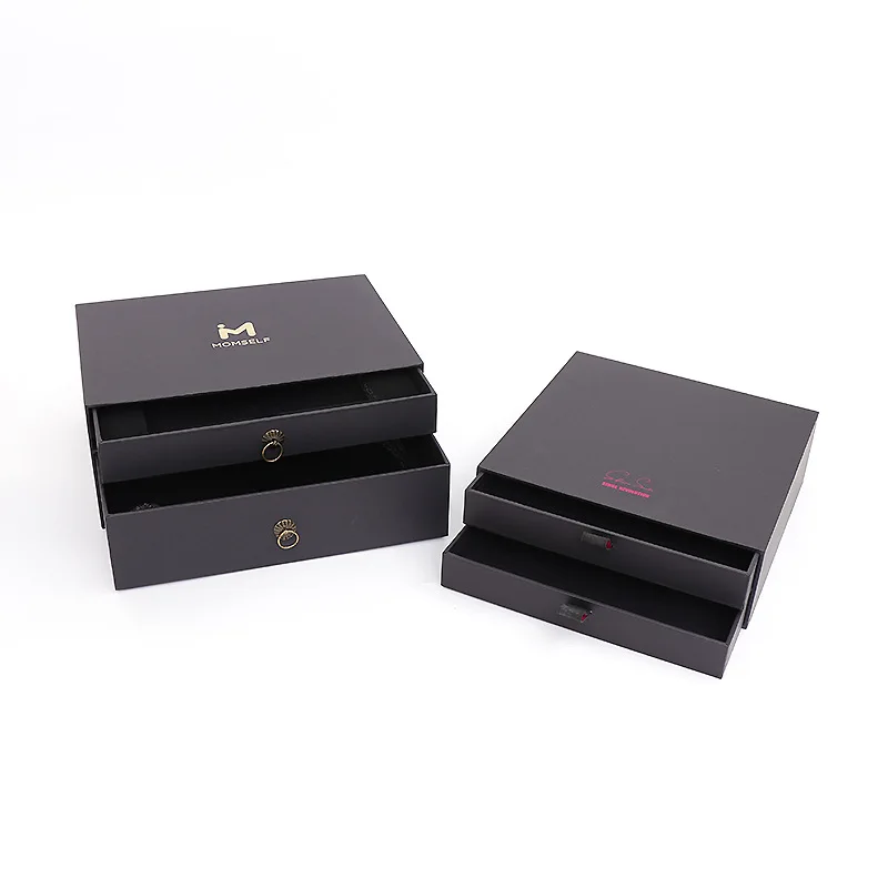 
OEM ODM Makeup Boxes Case Professional Beauty Flower Packaging Facial Cream Cosmetic Box Black 