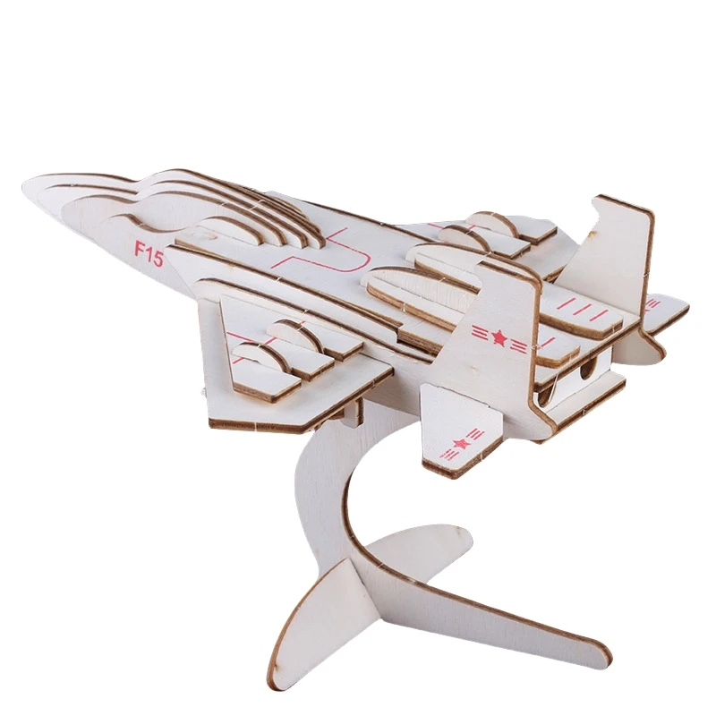 Hot Selling High Quality Laser Cut Wooden Jigsaw Puzzle Educational DIY Cartoon Model Assemble Toy for Kids Inspired by Fighter