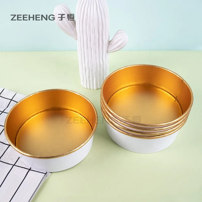 Disposable golden baked goods packaging Foil cups Smooth wall Aluminum foil containers with lid