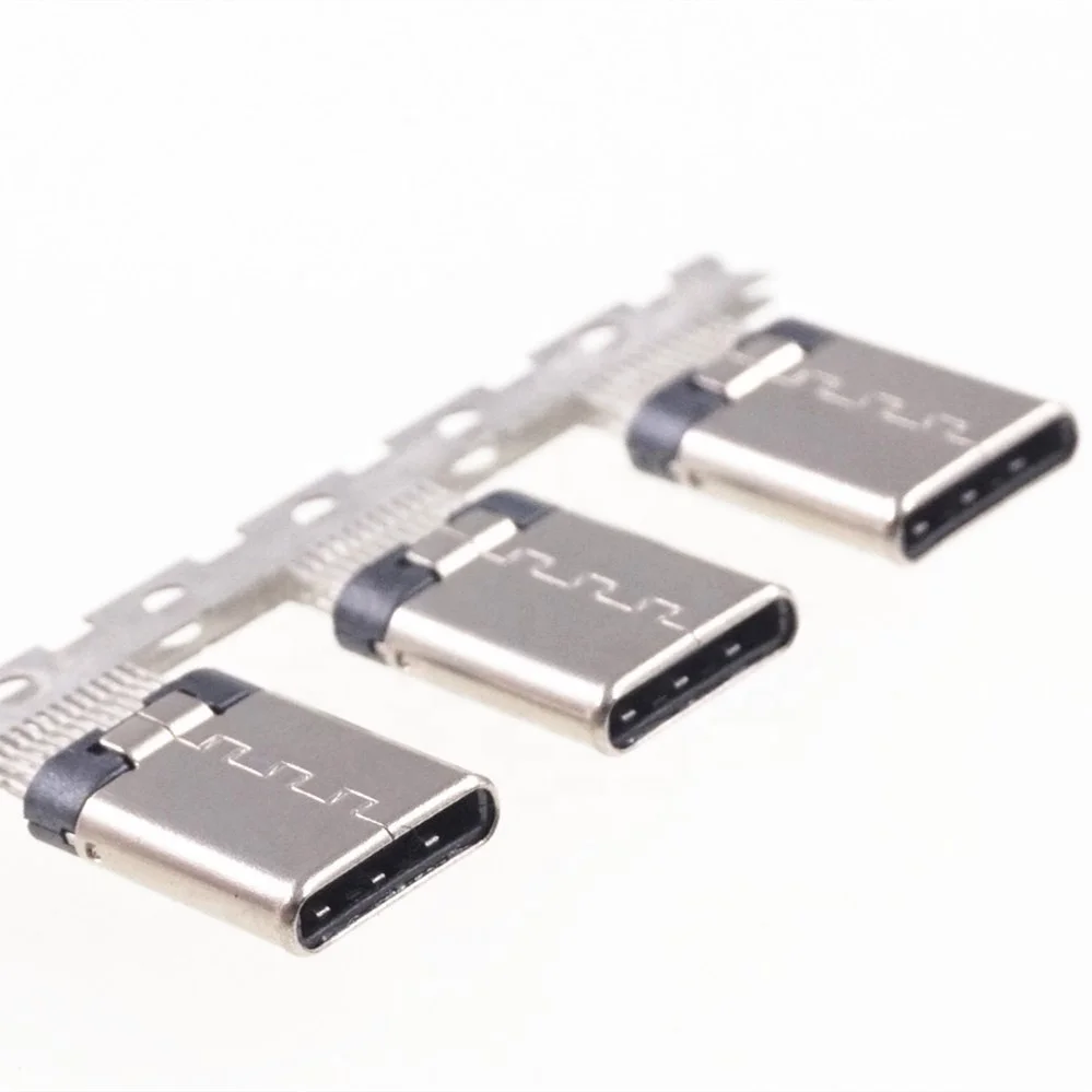 USB 3.1 Type-C Connector 24 Pin Male Receptacle Straddle Mount USB 3.1 Version USB - C Vertical Through Holes PCB Superspeed+
