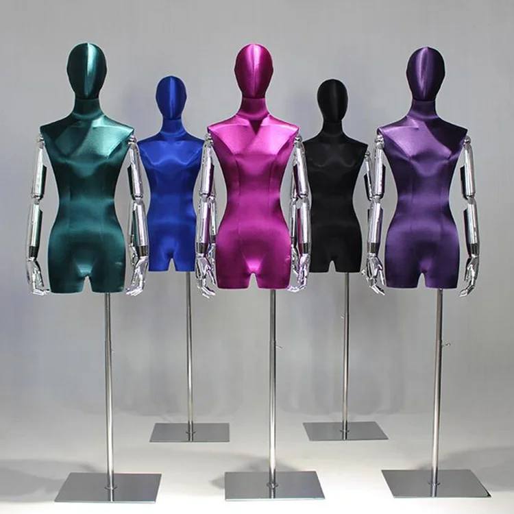 DF-208 Лидер продаж роскошный покрытый тканью; Цвет золотистый; Женские платье форма туловища женщин Регулируемый по индивидуальному заказу манекен с хромированными подлокотниками