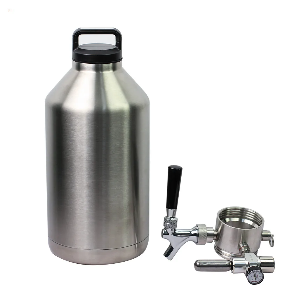 Один галлон, нержавеющая сталь, двойная стенка growler с черновой системой CO2
