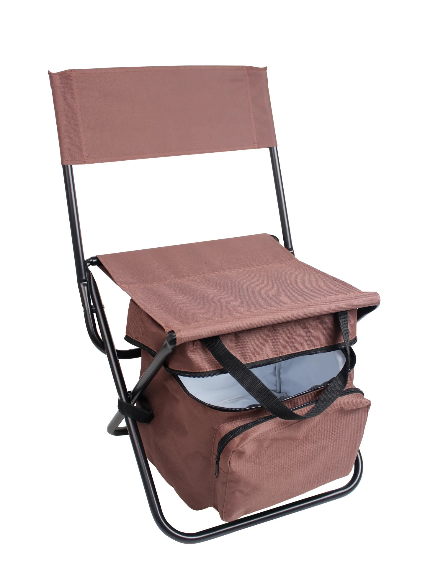 Adjustable portable folding comfortable 600D oxford fishing cooler stool wholesale factory foldable custom chairs with backrest