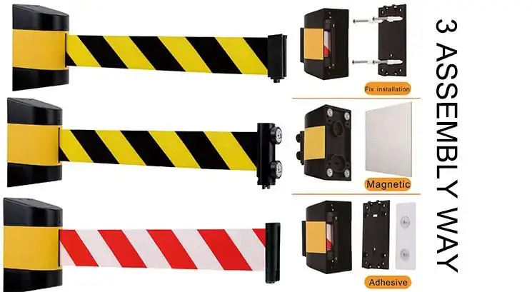 wholesale Wall Mount Retractable Belt Barrier with ABS 5m 10m wall mounted magnetic barrier