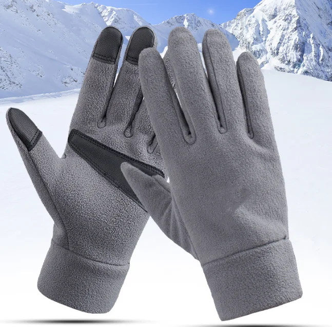 Plus velvet cold-proof warm polar fleece outdoor sports cycling mountaineering full finger gloves