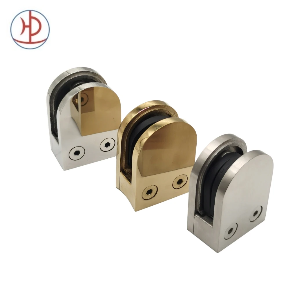 High Quality Zinc Alloy D Shape Balustrade Connector Glass Clamp Fittings Glass Connector For Balustrade