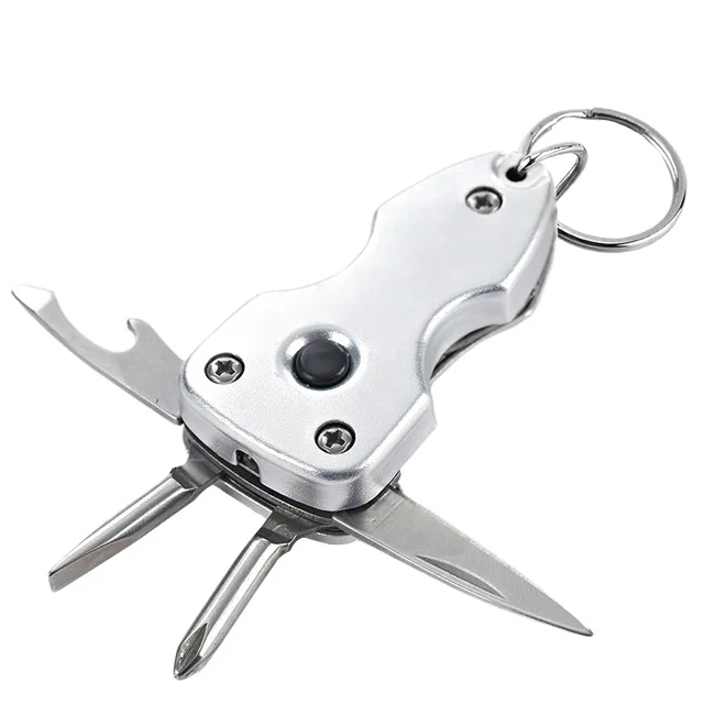 5 in 1 Multi Tool Key Chain Mini screwdriver pocket knife keychain multi tool with flashlight
