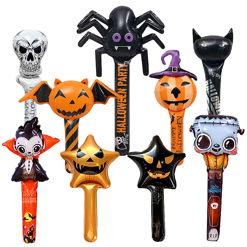 Wholesale Halloween Balloon Ghost Spider Boo Pumpkin Hand Stick Bat Skeleton Handheld Balloons