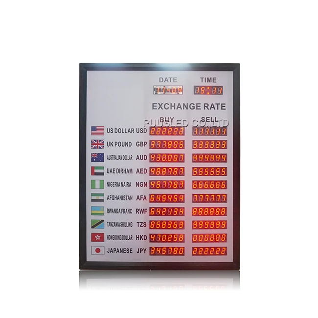 Bank company Electronic LED digit display exchange money currency exchange screen billboard currency exchange board screen
