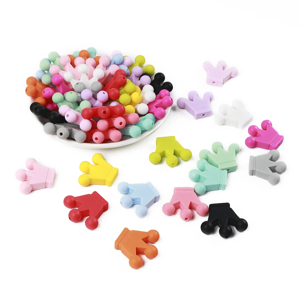 New BPA Free Silicone Small Crown Beads Soft Silicone Beads Baby Beads