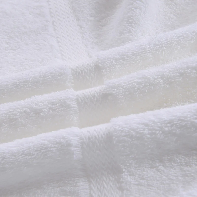 QUANZHEN 100% Cotton Hotel Towel Set Custom Logo 5-Star White Bath Face Hand Towels with Plaid Pattern Nonwoven Technics