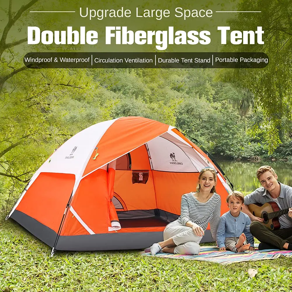 Wholesale Supply Outdoor Folding Easy Carry 4 Person Family Camping Tents For Hiking And Backpacking