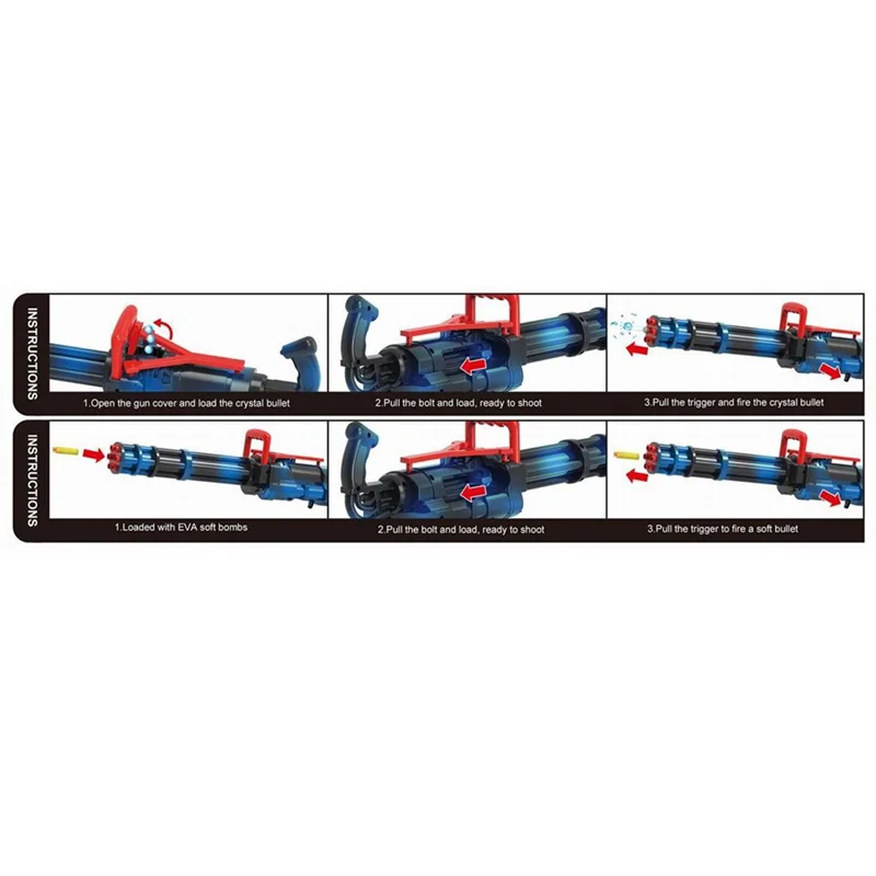 Two in one children cool soft bullets water bullet Gatling soft bullet gun simulation heavy machine gun toy with gift card