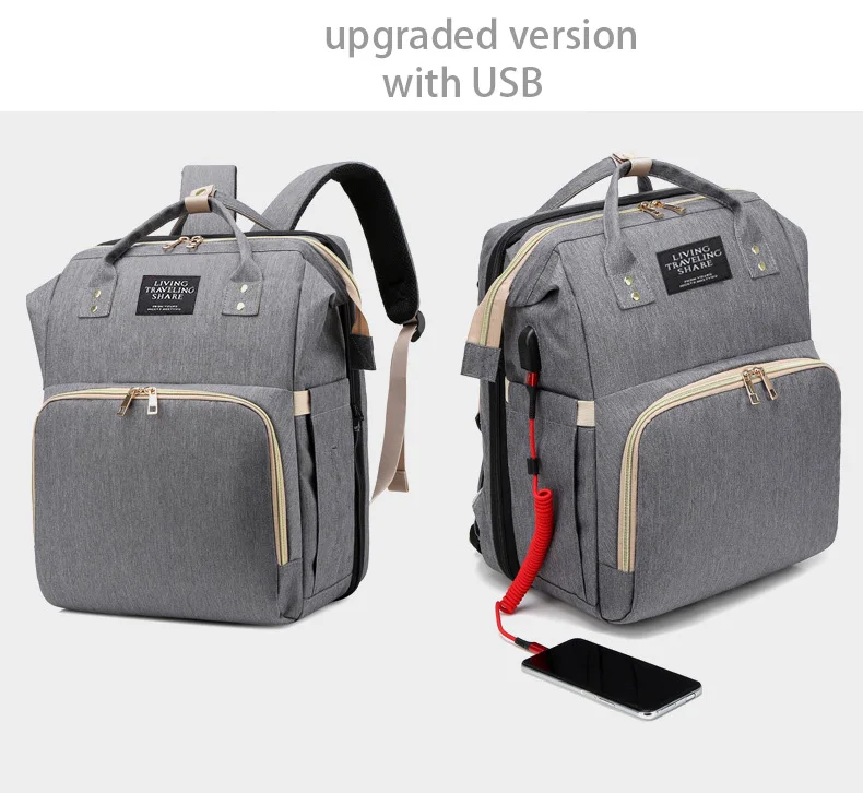 luxury designer baby bags Waterproof Travel diaper  Backpack  Mommy Nappy Diaper Bag with Bed