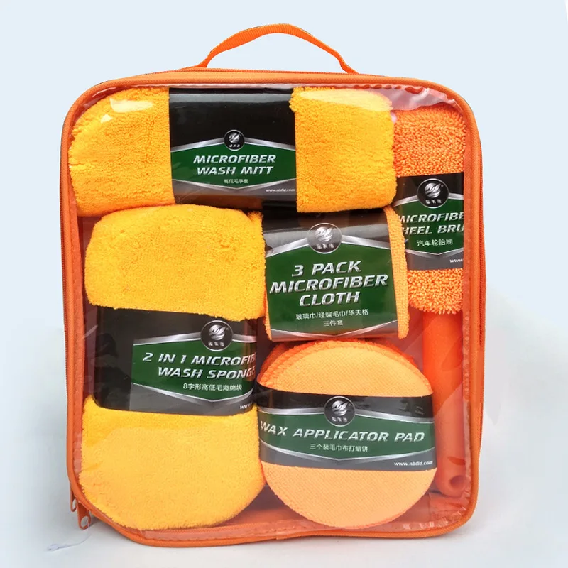 Car Care Cleaning Sets Microfiber Car Detailing Washing Tools 9pcs Car Washing Towel Cleaning Tools