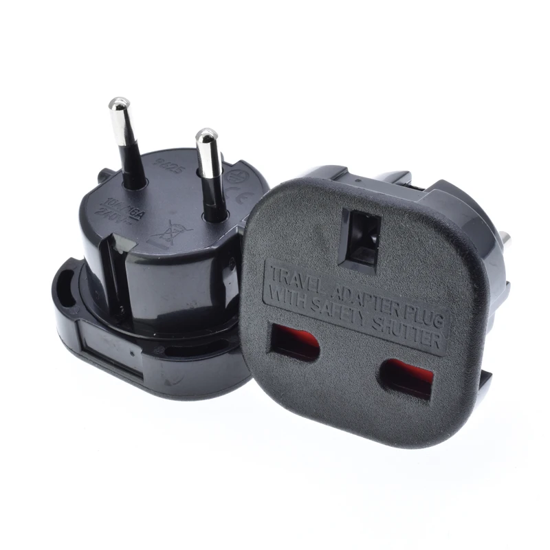 UKCA Adapter UK to EU EURO France Germany 2 pin Travel Adaptor Plug CE