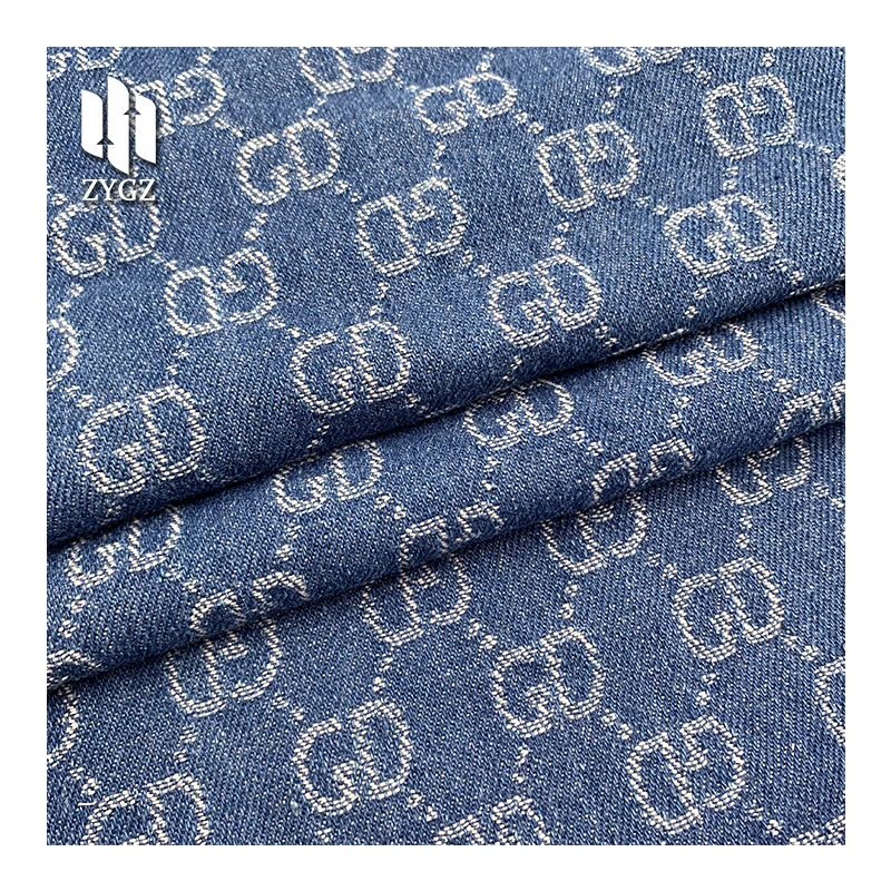 Luxury High Quality Custom Jacquard Denim Fabric for Jeans Jackets Jumpsuits Fabric Pants Printed Denim Fabric