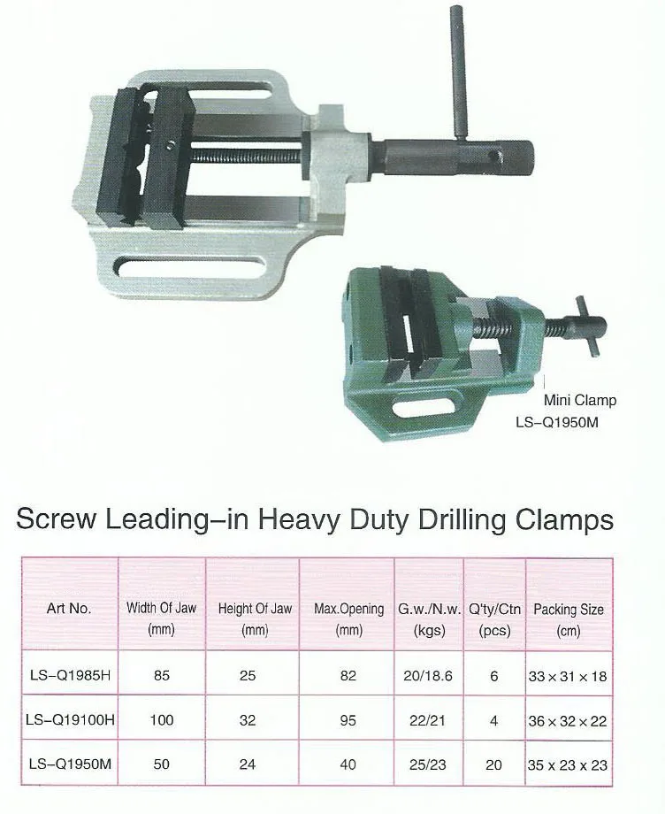 Screw leading-in heavy duty drilling clamps