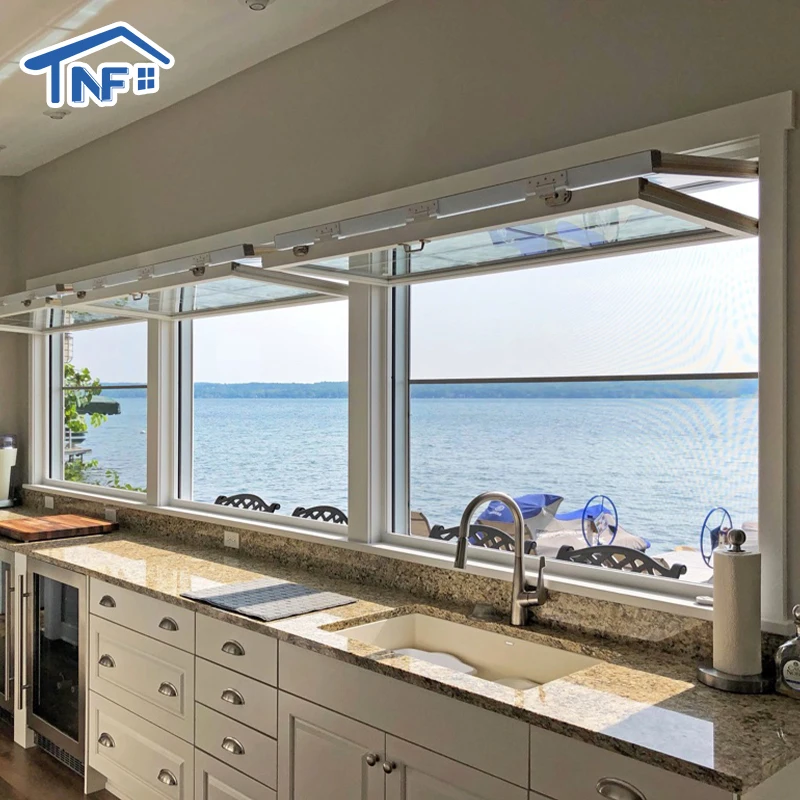 Soundproof Vertical Accordion folding Glass Windows Thermal Break Aluminum Bi Folding window