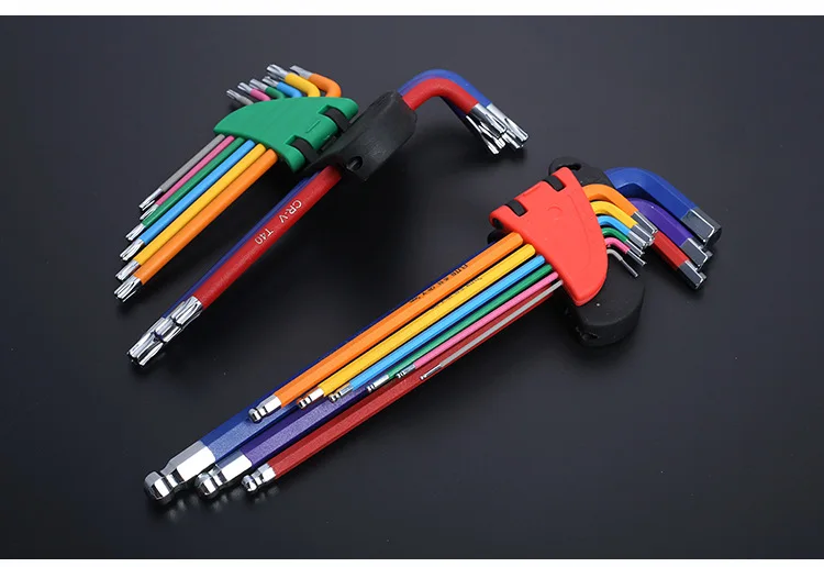 CRV foldable ball end allen key set 9pcs/set Portable Folding Hexagon Spanner