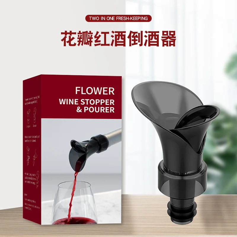2 In 1 Rose Flower Chock Plug Liquor Whisky Wine Spirit Bottle Stopper With Logo Wine Stopper Pourer Creative Gift