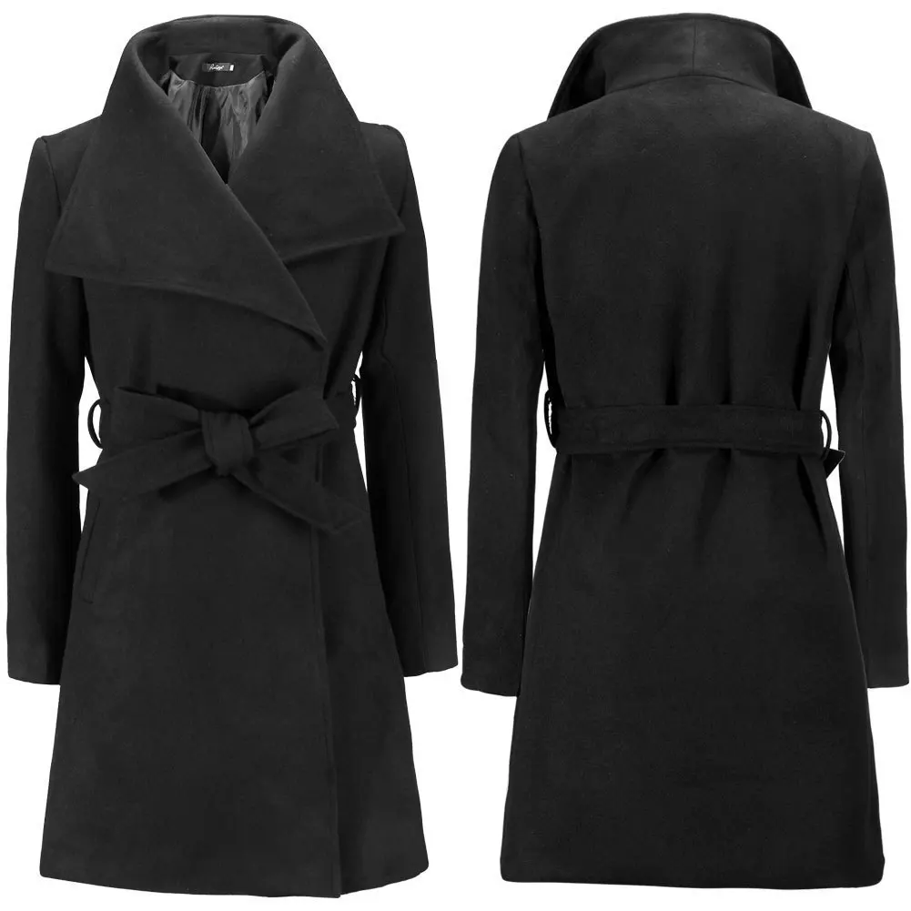 Winter New European And American Woolen Coat Slim Long Woolen Coat Women