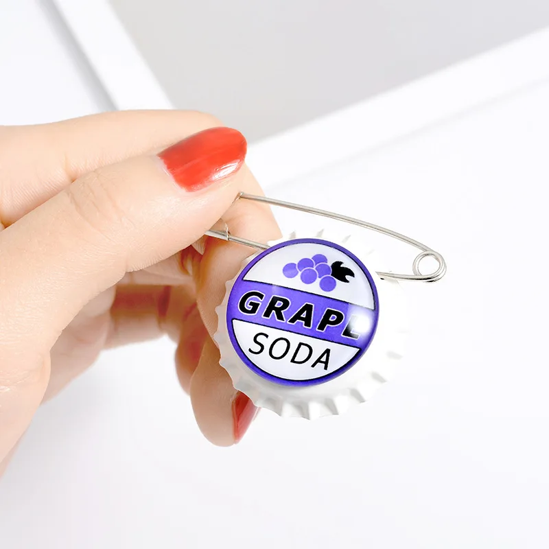 Grape Soda Bottle Pin Japanese Anime Cartoon Movie Badge Jewelry Brooches Denim Shirt Lapel Safe