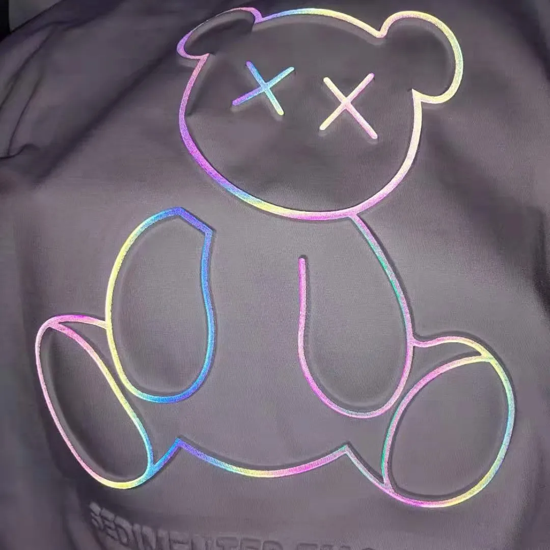 Пользовательский тисненый узор, 3D отражающий, горячее сверление, печать, мужские и женские футболки толстовки