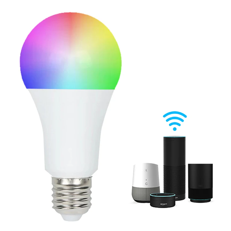  Хорошее Качество светодиодной wifi смарт-лампы A60 A19 9W 806lm tuya RGBCCT разноцветные огни Совместимость с Alexa и Google home