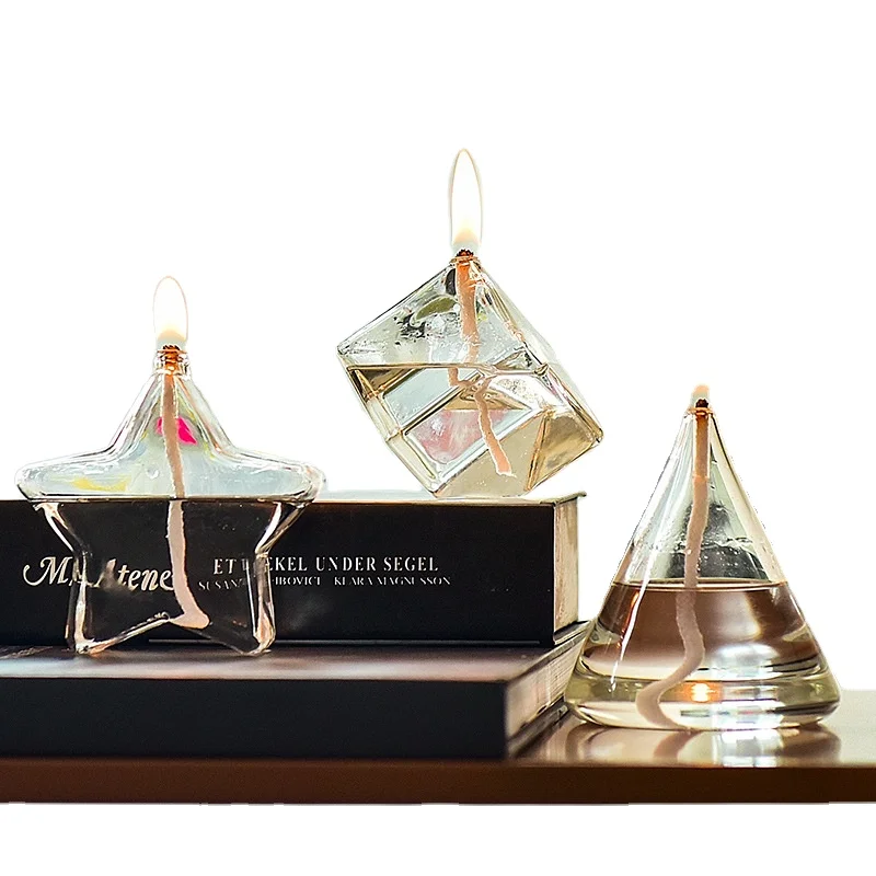 Glass candle holder decoration nordic romantic simple modern home desktop smokeless glass candlestick oil lamp