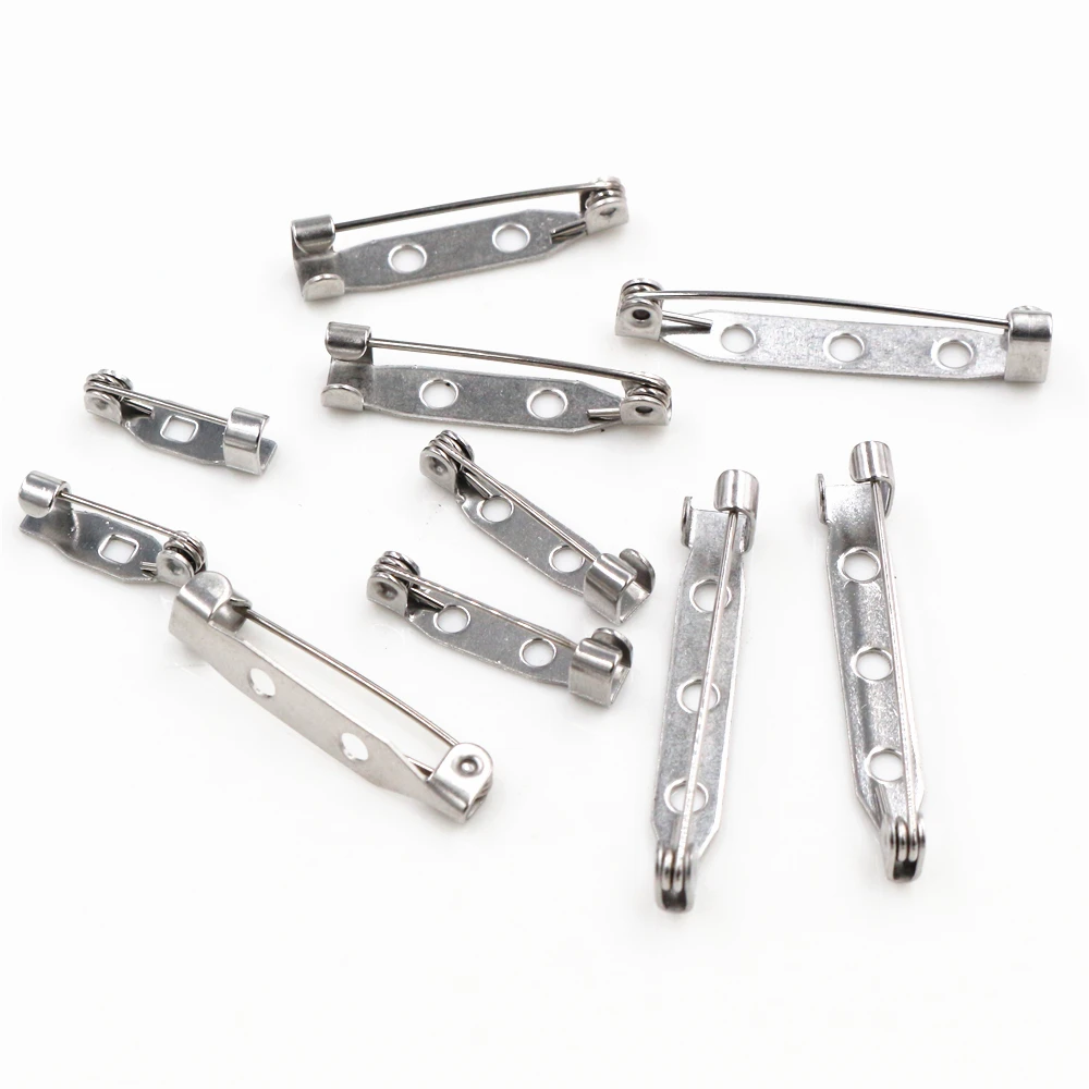20pcs/lot 14 17 19 25 32mm 316 Stainless Steel Brooch Clip Pins Safety Brooch Settings Blank For DIY Jewelry Making Supplies
