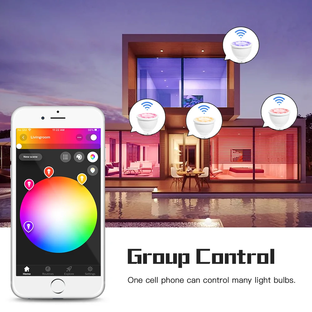 Лидер продаж ZIGBEE PRO RGB + CCT цвет AC/DC 12 В 5 Вт MR16 Zigbee 3 0 Интеллектуальный светодиодный прожектор для внутреннего