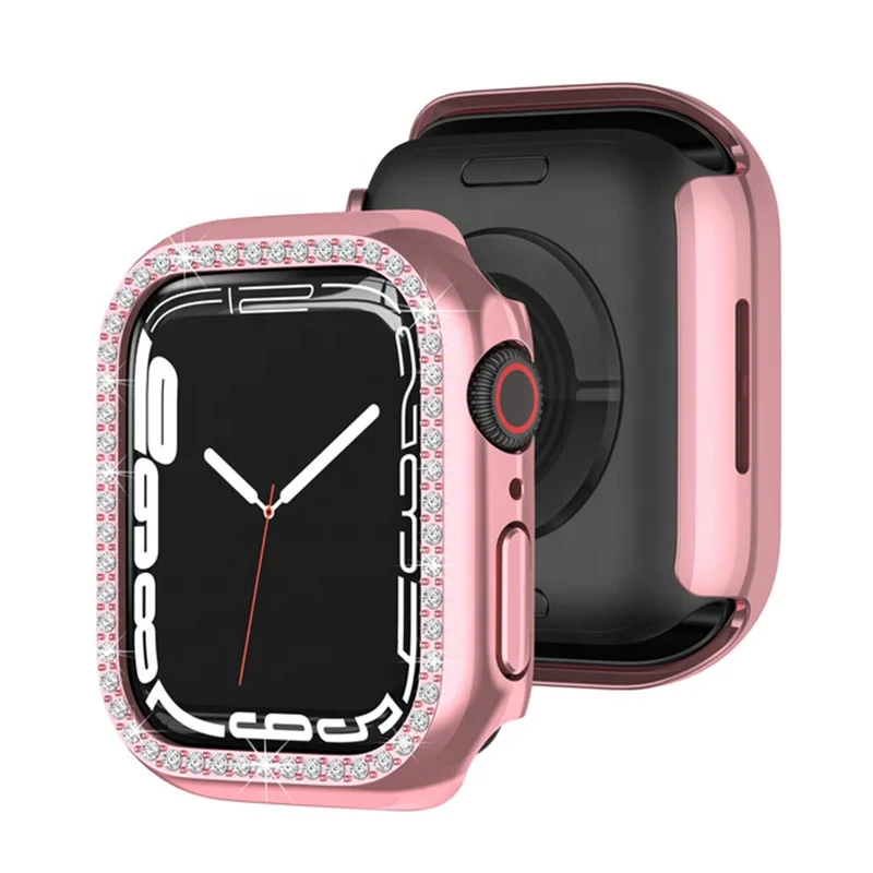 Bling PC Cover Case for Apple Watch Series 7 45mm 41mm bumper Sparkling Crystal Diamond Plated frame for iwatch 7 protector