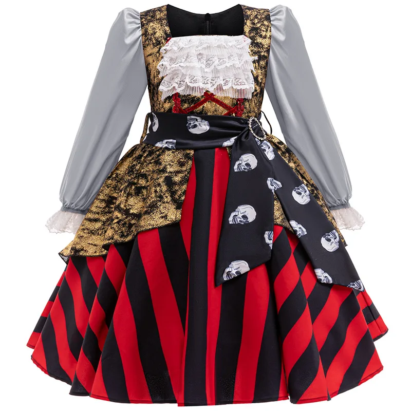 Girls Pirates Cosplay Pirate Dress up Suits Halloween Pirates Cosplay Masquerade Ball Gown Costume