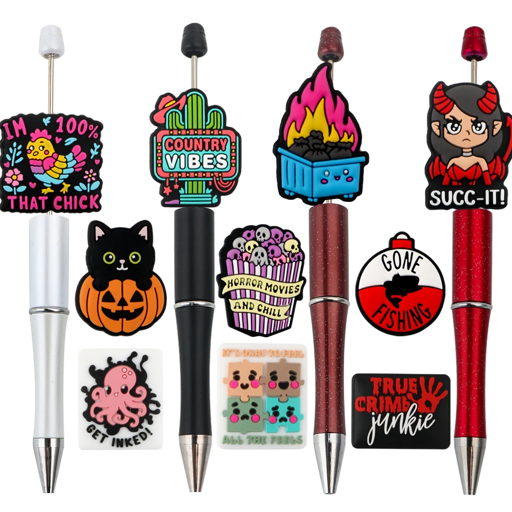 New Arrival Cartoon Focal Beads Soft Custom Silicone Beads Wholesale For Pen Making Pen Focal Beads