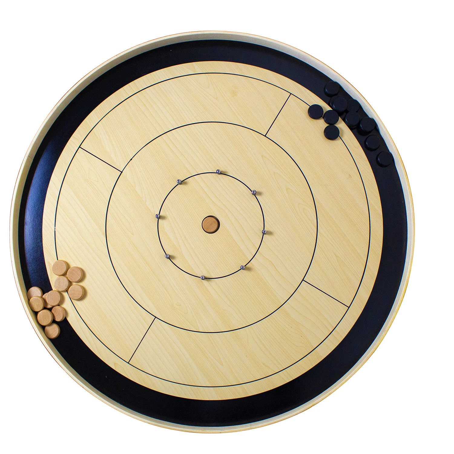 30 Inch Tournament Crokinole Checkers Classic Dexterity Board Game for Two Players 24 Black White Discs Game Board