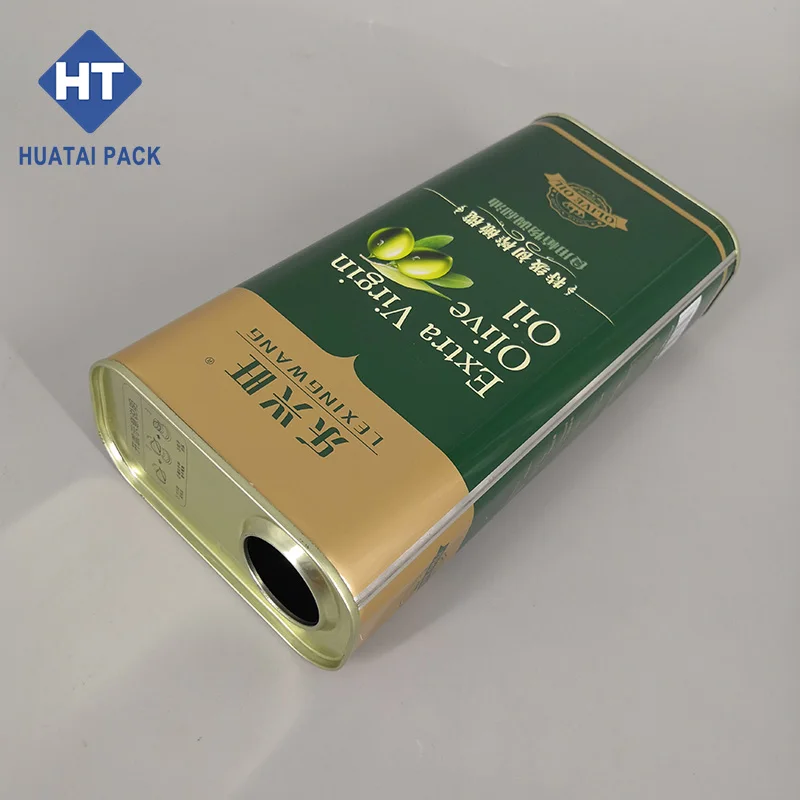 Factory price sale rectangular metal tin 2L olive oil can with spout