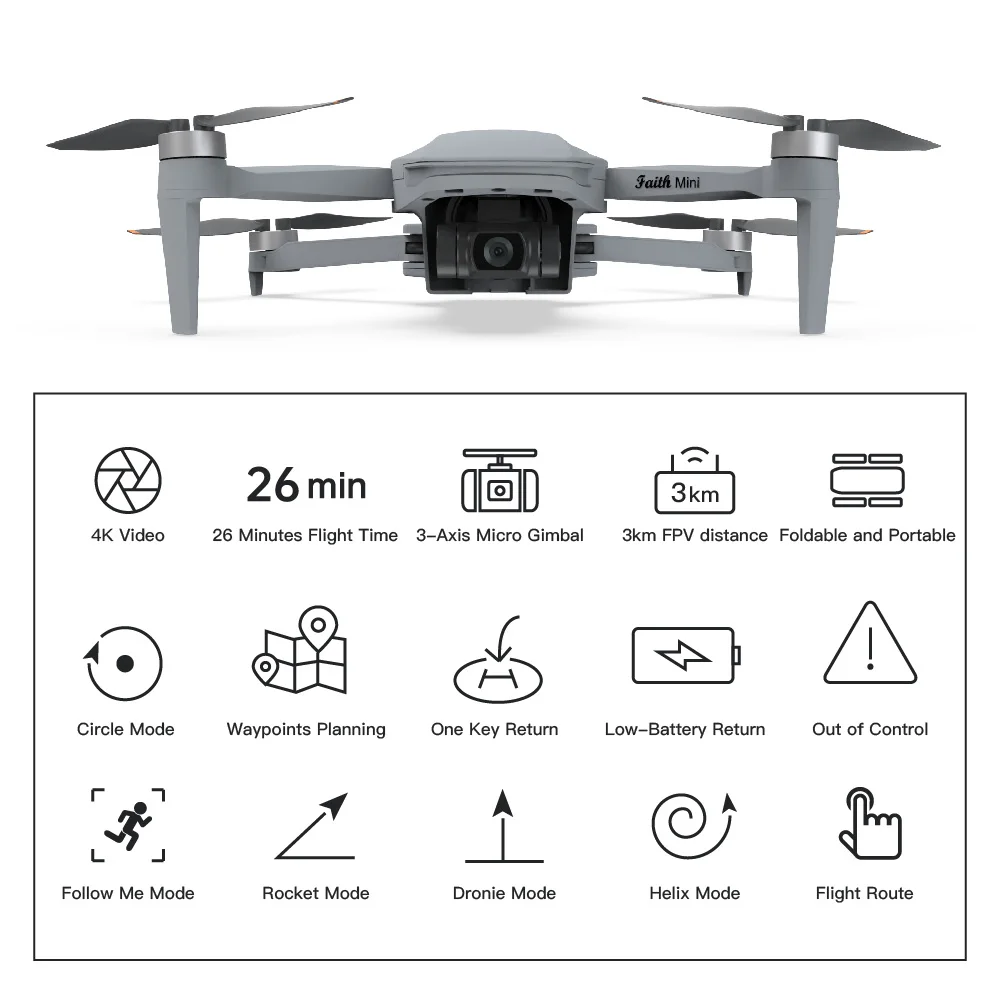 Faith Mini 4 K Hd 360 Degrees Rotation Dual Cameras, Remote Control Drones Outdoor High-Definition Aerial Photographic Uav Drone