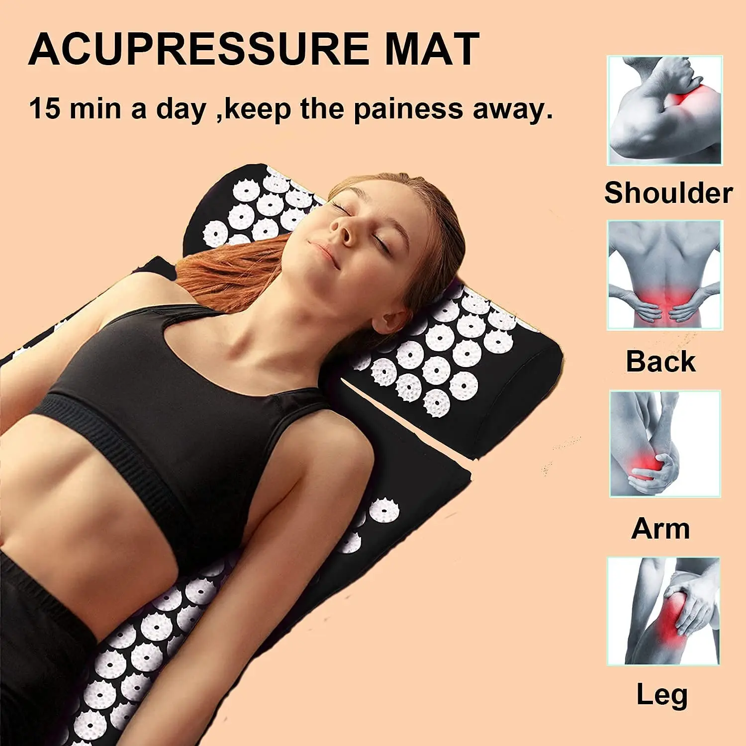 Bilink custom printed Anti Tear Bed Of Nail Acupuncture And Pillow Therapy Acupressure Mat