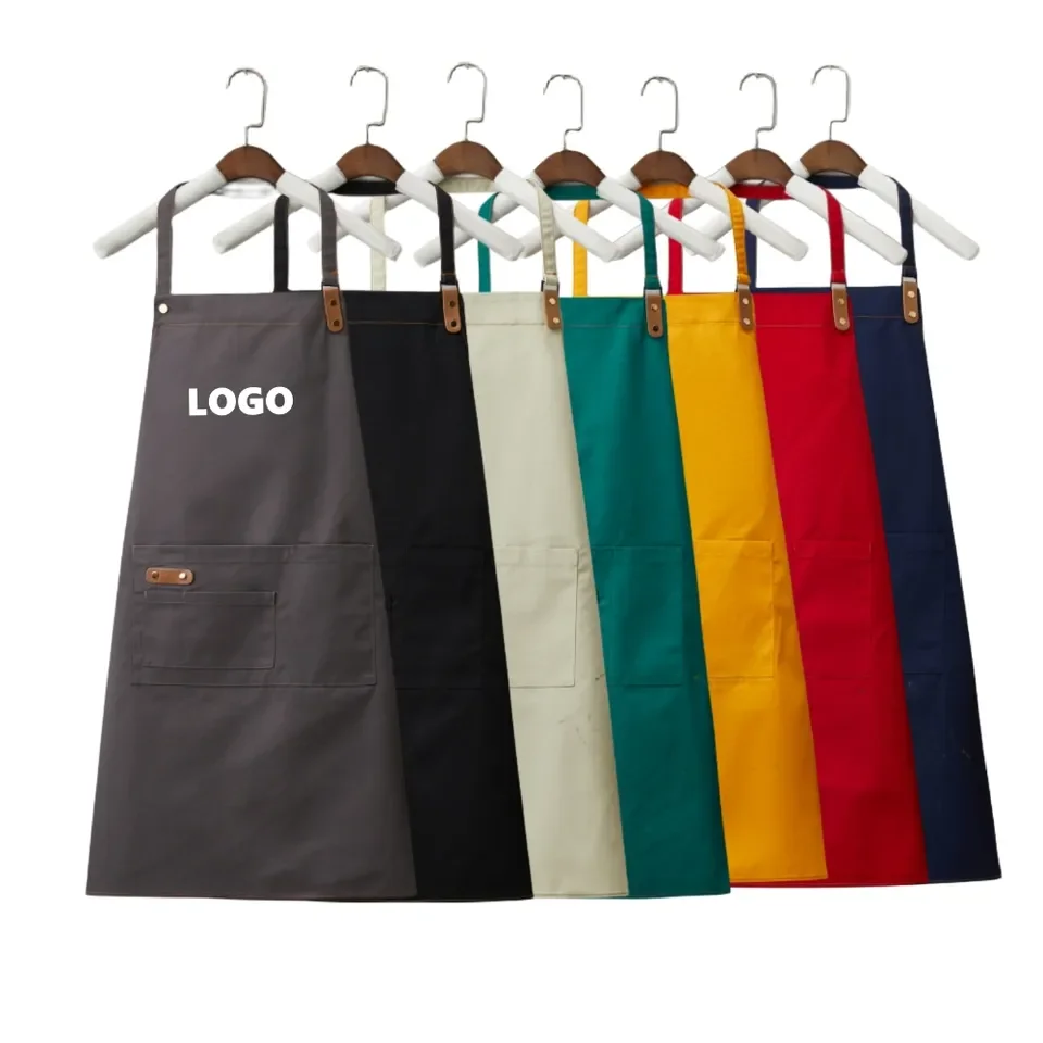 Factory direct unisex aprons custom logo waiter apron embroidered apron