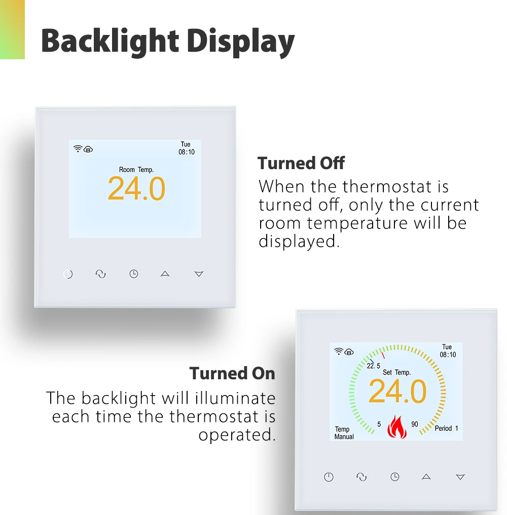 Beok electric heating film temperature controller white color home 16a 2 sensor WiFi thermostat