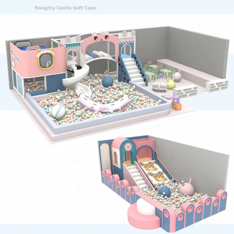 China Manufacturer high-quality  Indoor Playground Equipment  MAKA Theme Naughty Castle wooden Indoor Playground