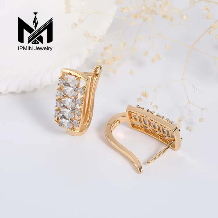Guangzhou Wholesale Jewelry 18K Gold Plated Earrings Fashion Hoop Earrings