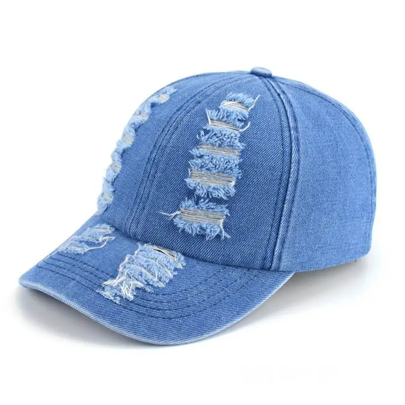 Hot selling retro denim DID hats fashionable sun shading distressed high-quality customization baseball caps