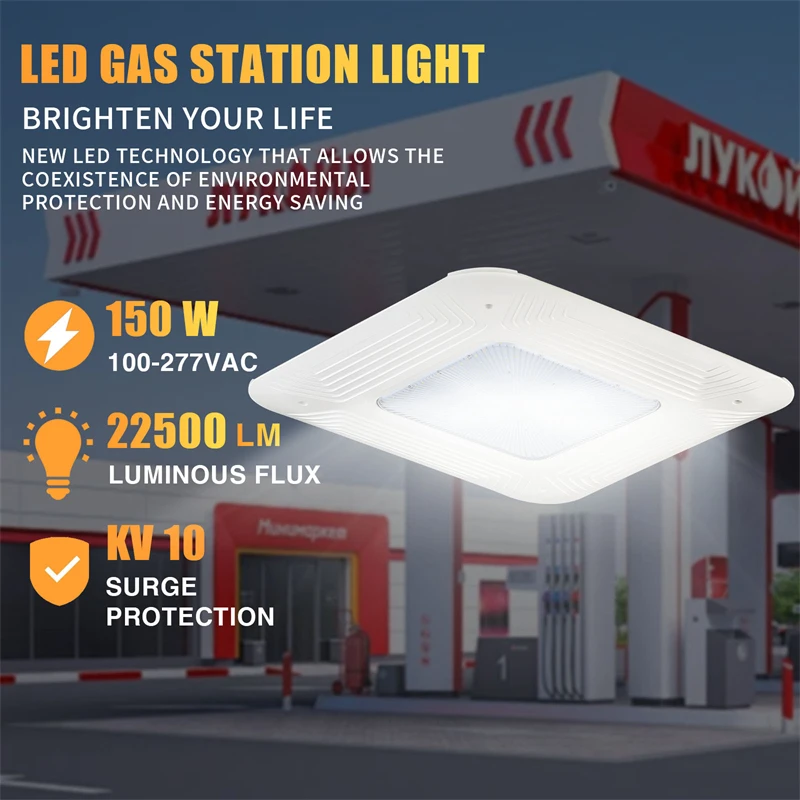 US Stock High Power IP65 Waterproof Industry Gas Station 150w Led Canopy Light